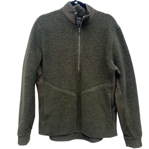 Lululemon Tundra Trek 1/2 Zip Heathered Dark Olive large l jacket sherpa fleece - Picture 3 of 12